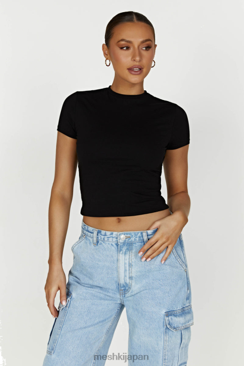 ジーニー延縄Tシャツ Meshki 黒 N80F6867 衣類