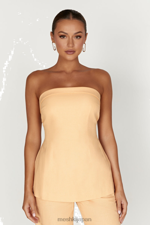 aileen リネンストラップレスバックタイトップ Meshki マンゴー N80F6829 衣類