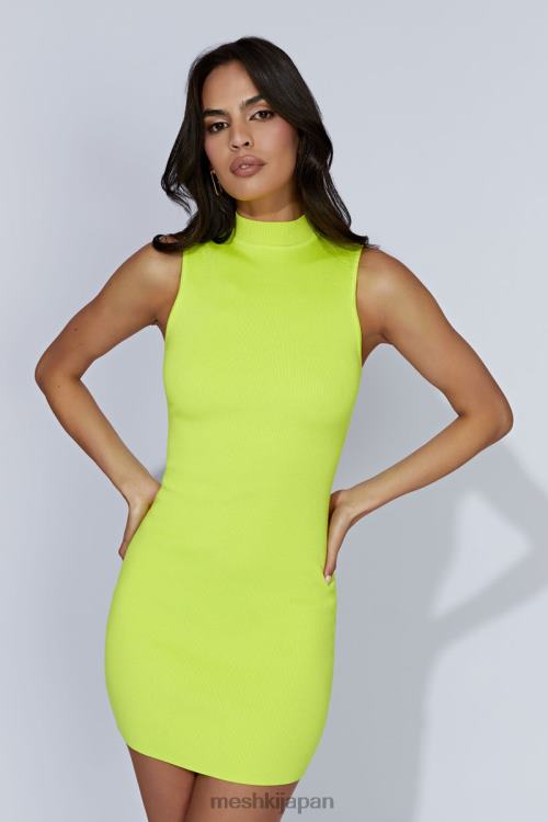 delia ノースリーブニットミニドレス Meshki 新緑 N80F6593 衣類