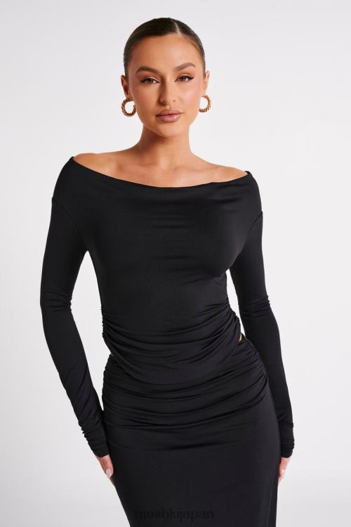 emma リサイクルナイロン長袖トップ Meshki 黒 N80F6769 衣類