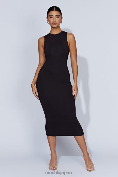 jill ノースリーブタンクミディドレス Meshki 黒 N80F6467 衣類