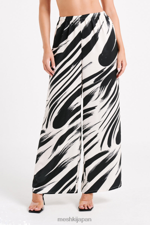 marciela プリント サテン ストレートレッグ パンツ Meshki 抽象的なプリント N80F61236 衣類