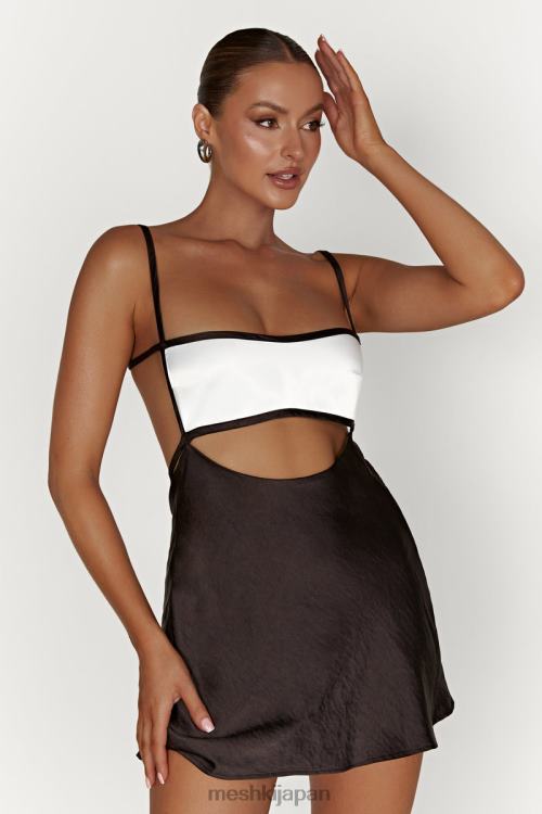 veda ツートーン ミニドレス Meshki 黒 N80F6263 衣類